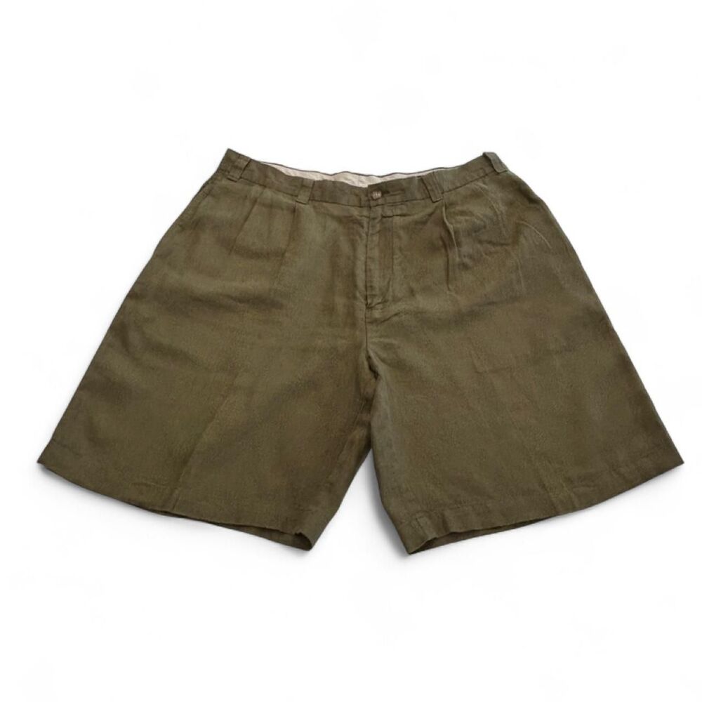 Cremieux Men's Green Linen Shorts 36